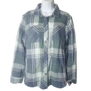 Eastern Mountain Sports Women Flannel shacket Shirt Large blue/Gray cotton Plaid